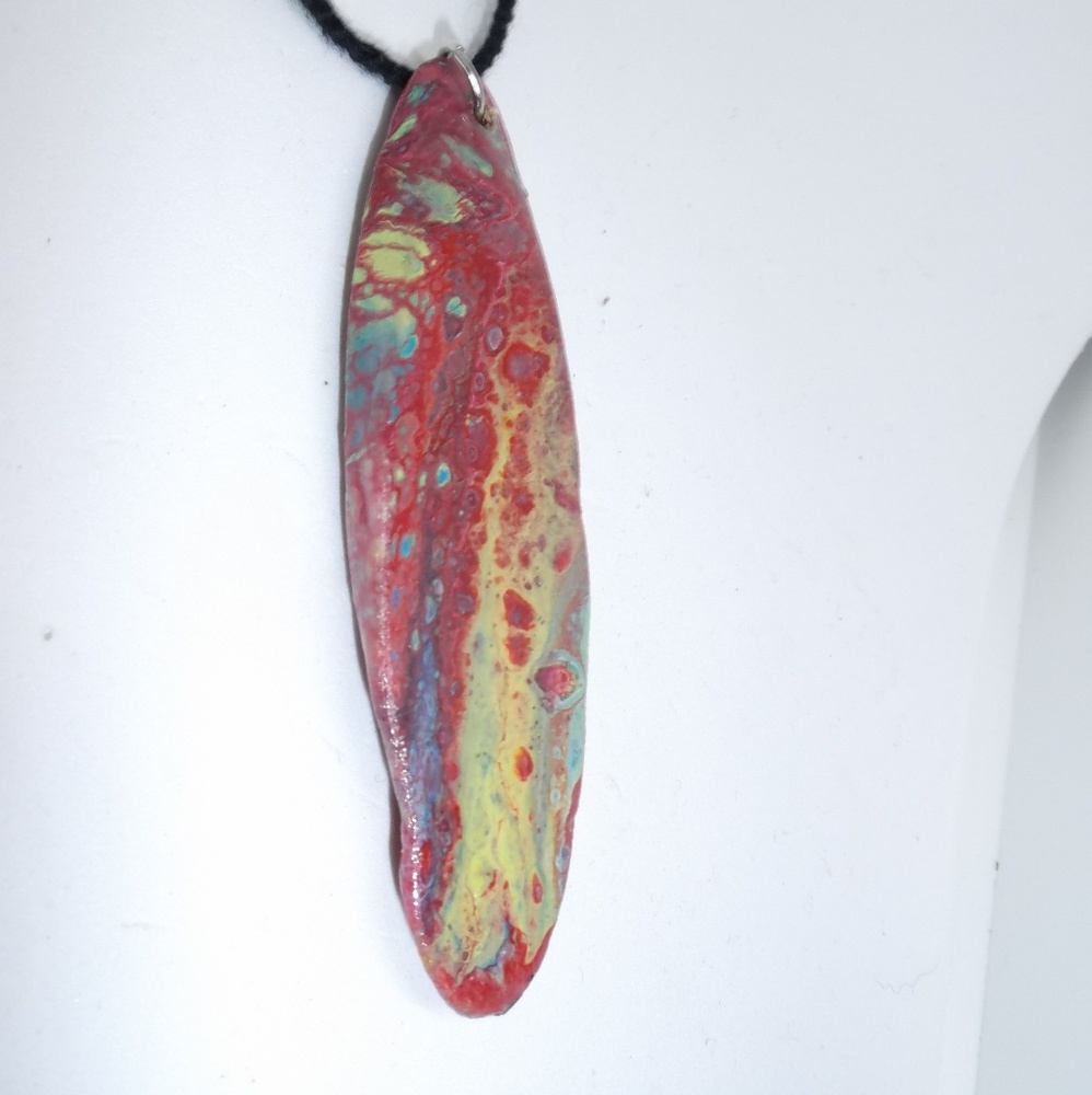 Rainbow Driftwood Handpainted Artisan Necklace